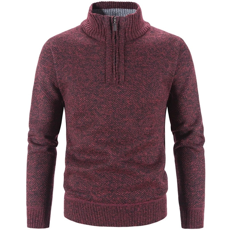 Winter Men's Fleece Thicker Half Zipper Sweater