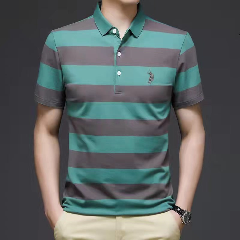 Classic striped business casual polo shirt