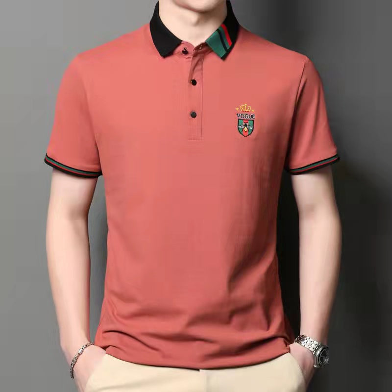 Loose fashion embroidered polo shirt