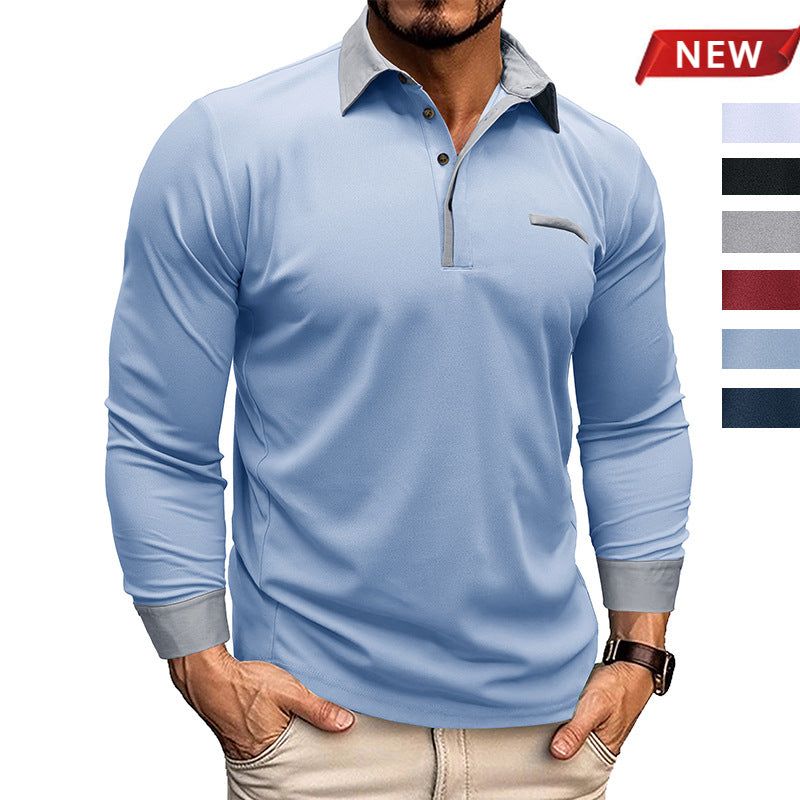 Men's Long Sleeve Lapel Polo Shirt