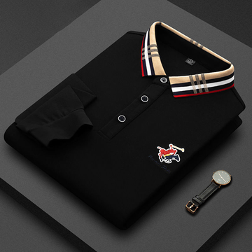 Embroidered lapel polo shirt