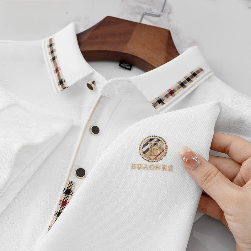 Men's Embroidered Lapel Casual Polo Shirt