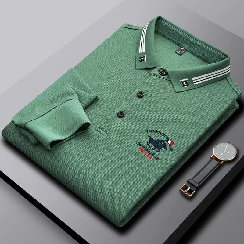 Embroidered long sleeve polo shirt