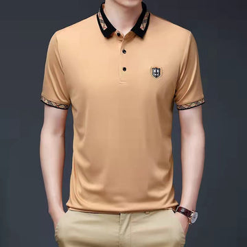 Business casual embroidered lapel polo shirt