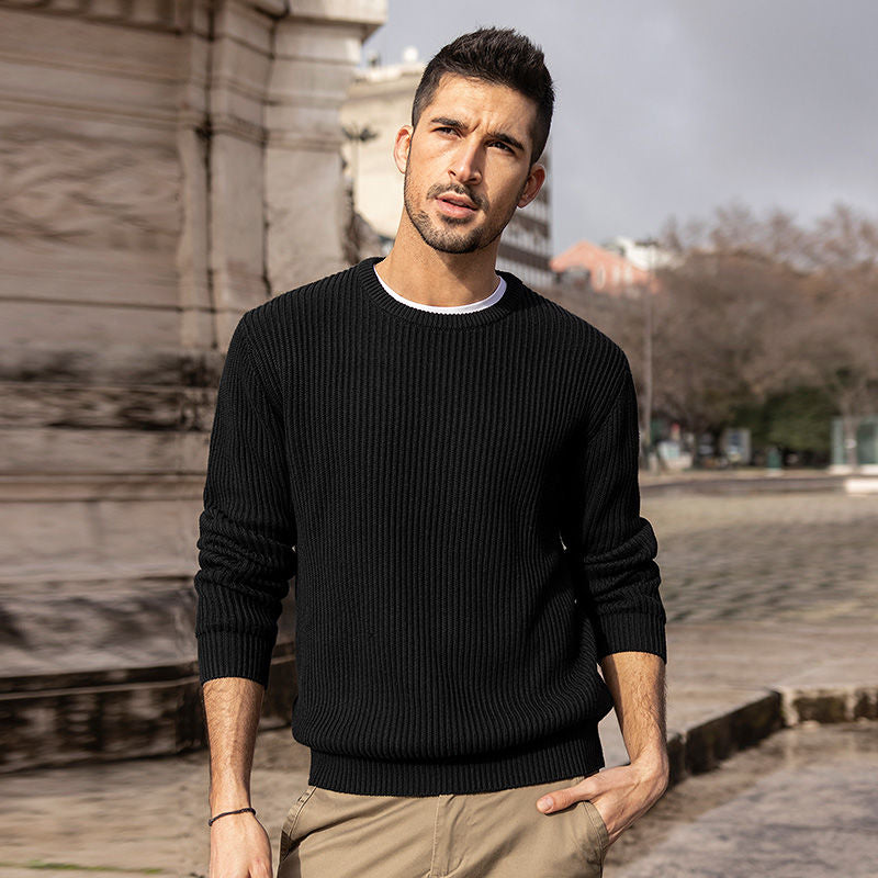 Men's winter warm casual crew neck sweater