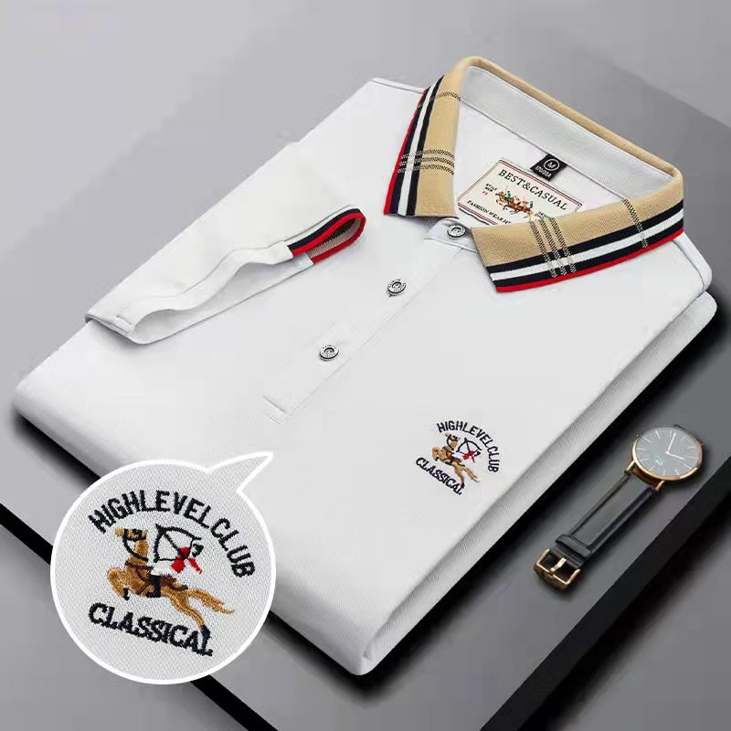 New Embroidered Solid Color Casual Polo Shirt