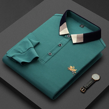 Simple embroidered lapel polo shirt