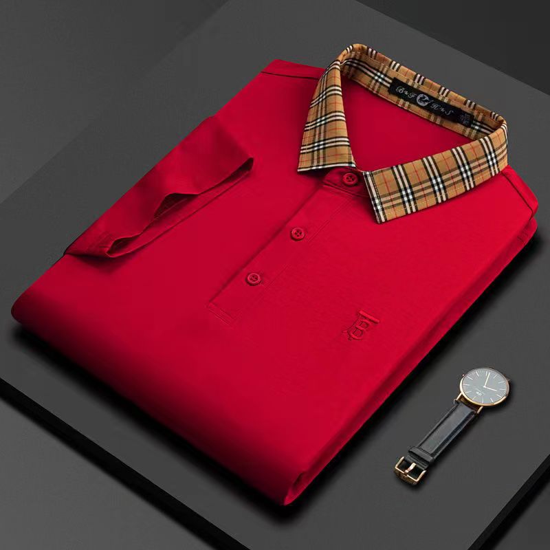 Pure cotton casual solid color lapel polos