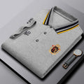 New Men's Business Casual Embroidered Lapel Polo Shirt