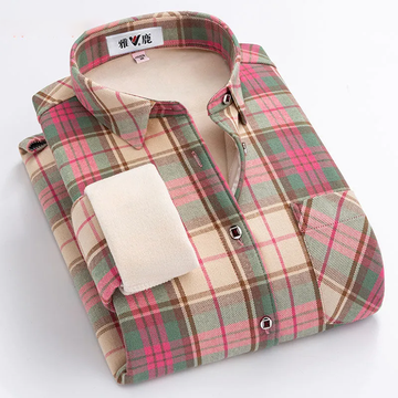 Plaid plus fleece shirt