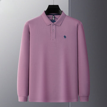 Men's Lapel Embroidered Long Sleeve POLO Shirt