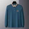 Men's Business Casual Embroidered Pure Cotton Long Sleeve Polo Shirt