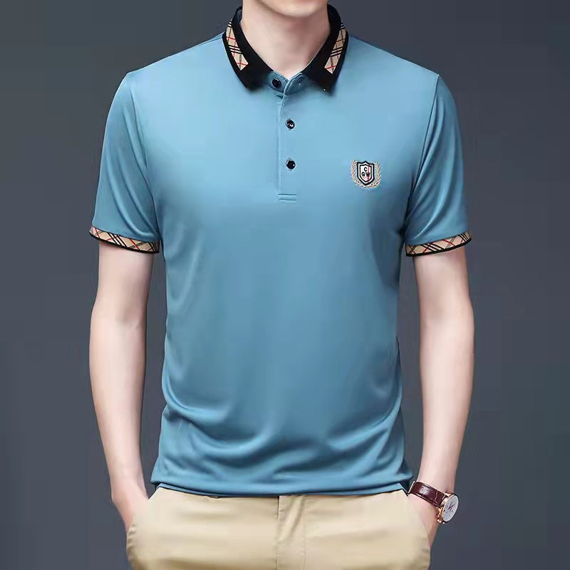 Business casual embroidered lapel polo shirt