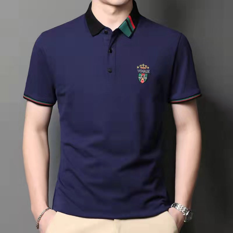 Loose fashion embroidered polo shirt