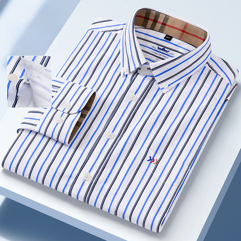 2025 Men's Cotton Embroidered Striped Shirt