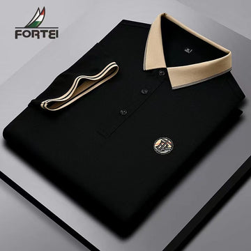 Solid color lapel polo shirt