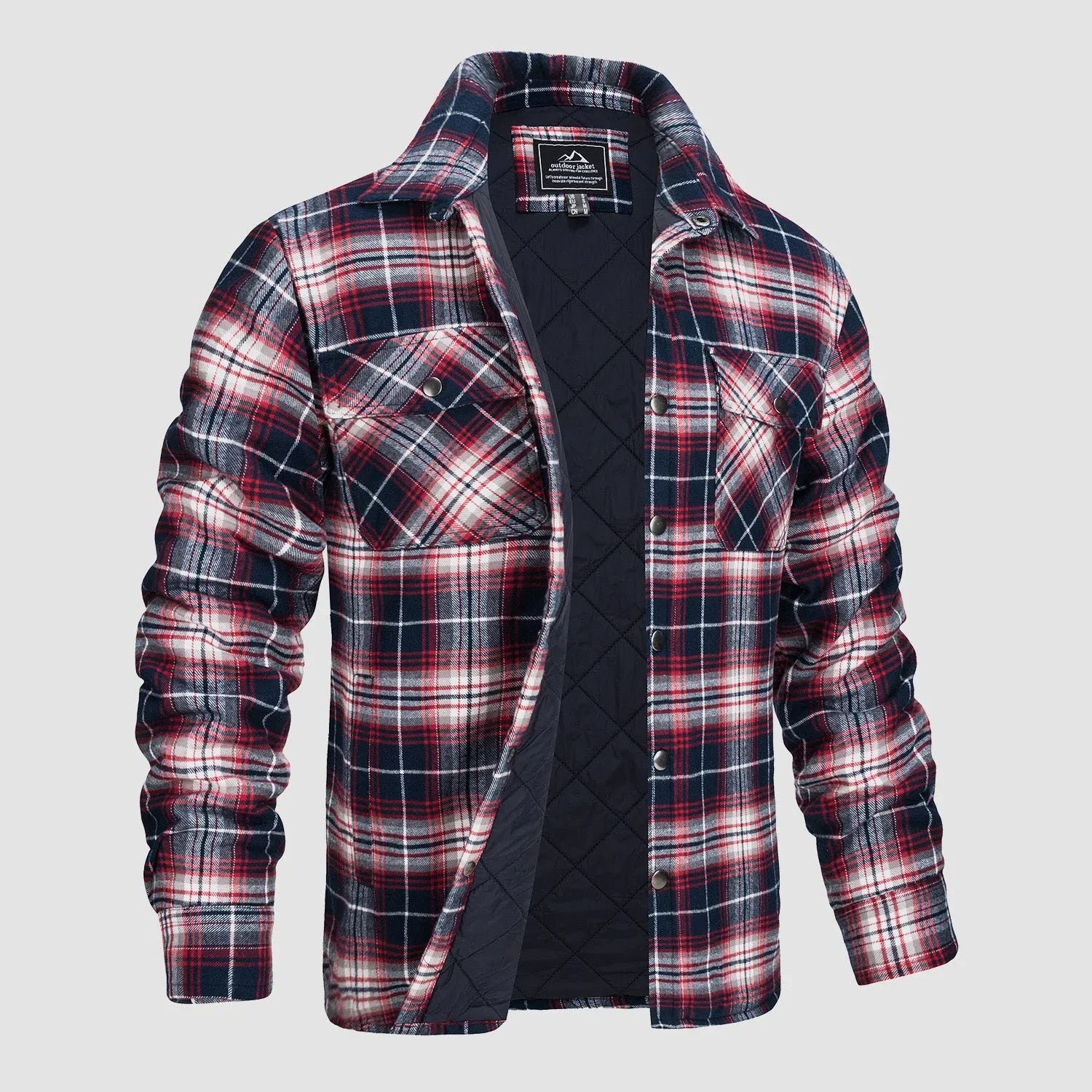 Men's Flannel Shirt Jacket Long Sleeve Quilted Lined Plaid Coat Button Down Thick Outwear for Winter