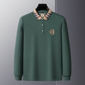 Men's Business Casual Embroidered Pure Cotton Long Sleeve Polo Shirt