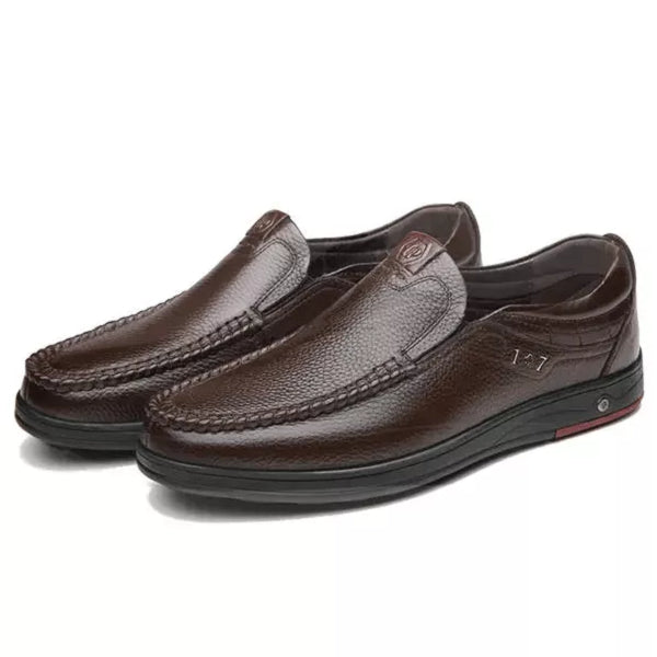 Mens Genuine Leather Soft Insole Casual Business Slip On Loafers