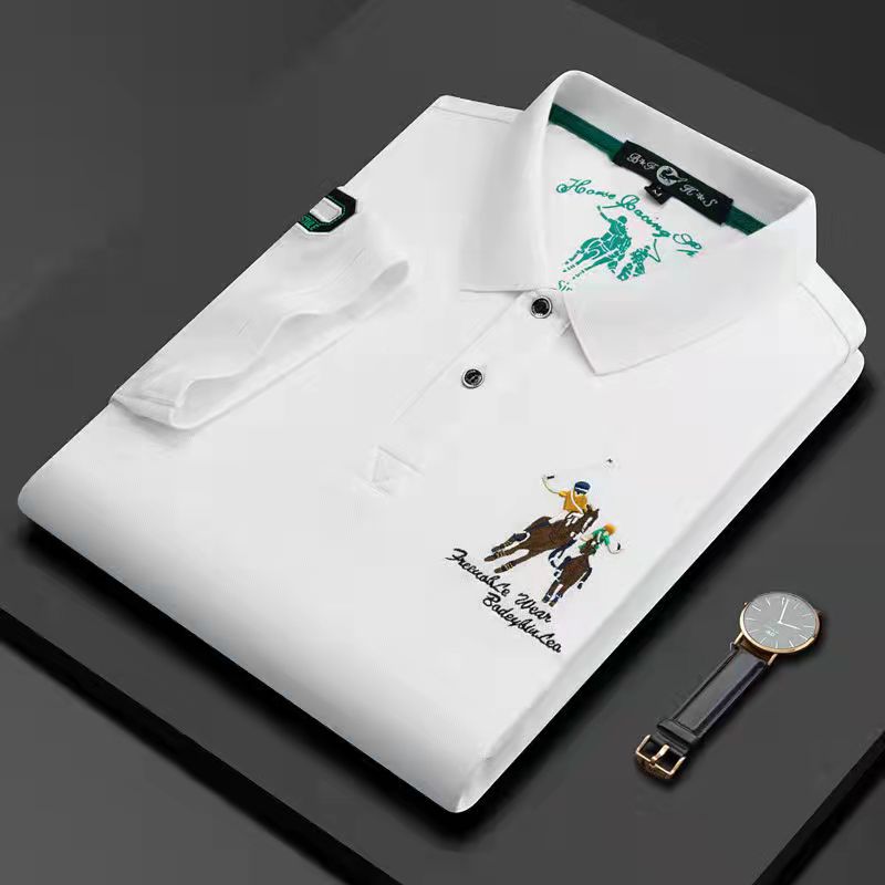 Solid color business embroidered polo shirt