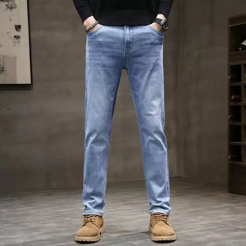 Straight-leg casual stretch-denim jeans