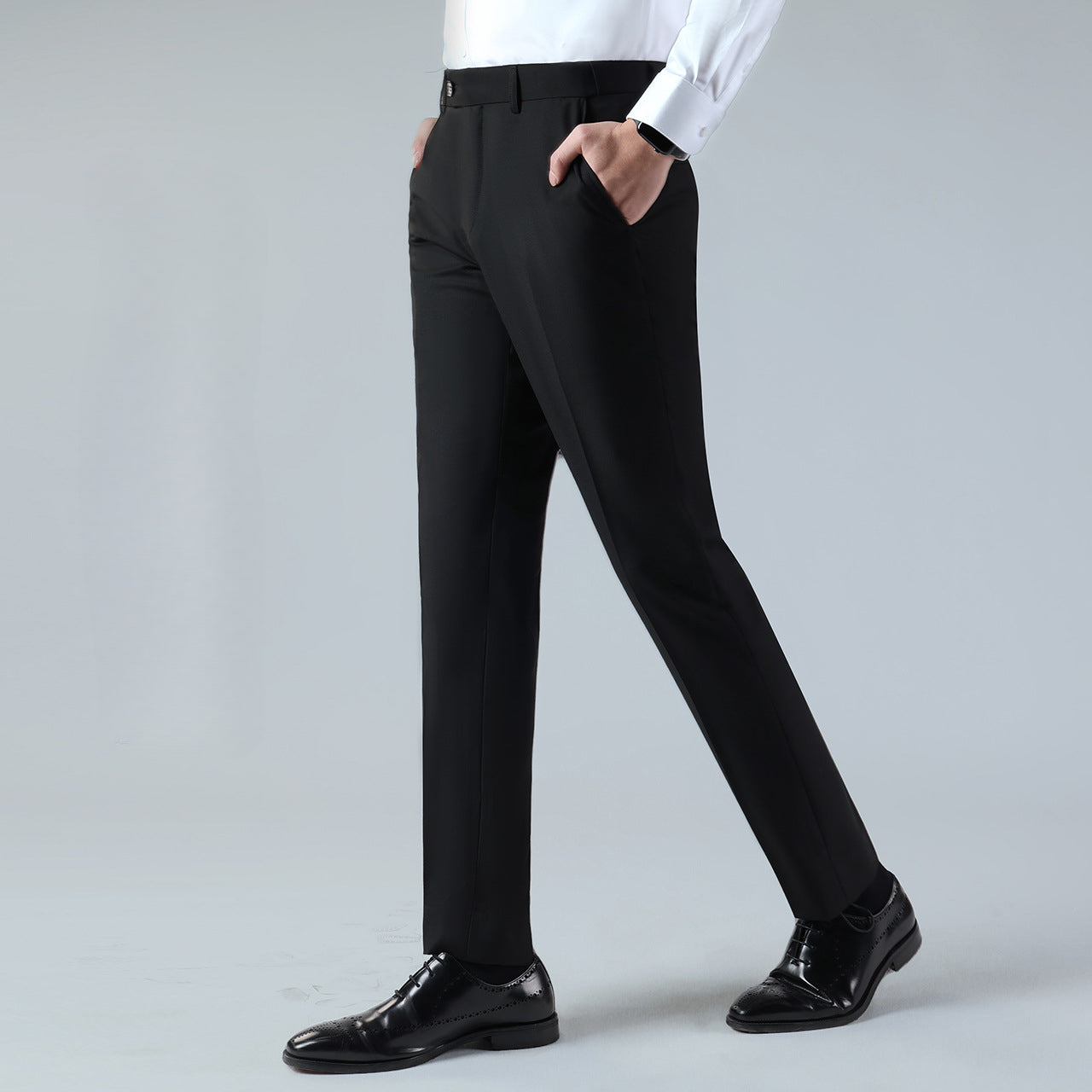 Men's Wool Straight Anti-static No-Iron Stretch Casual Pants