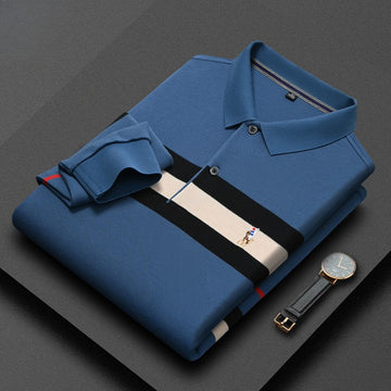 Men's Lapel Striped Polo Shirt