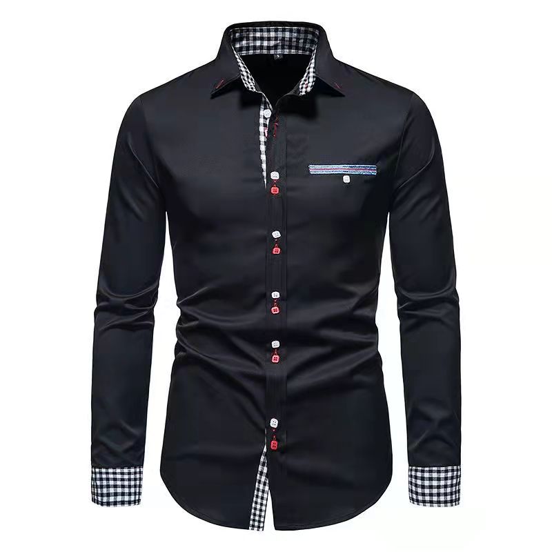 Fashion men's solid color lattice  shirt