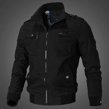 Men's Casual Fashion Multi-pocket Zipper Stand-up Collar Coat