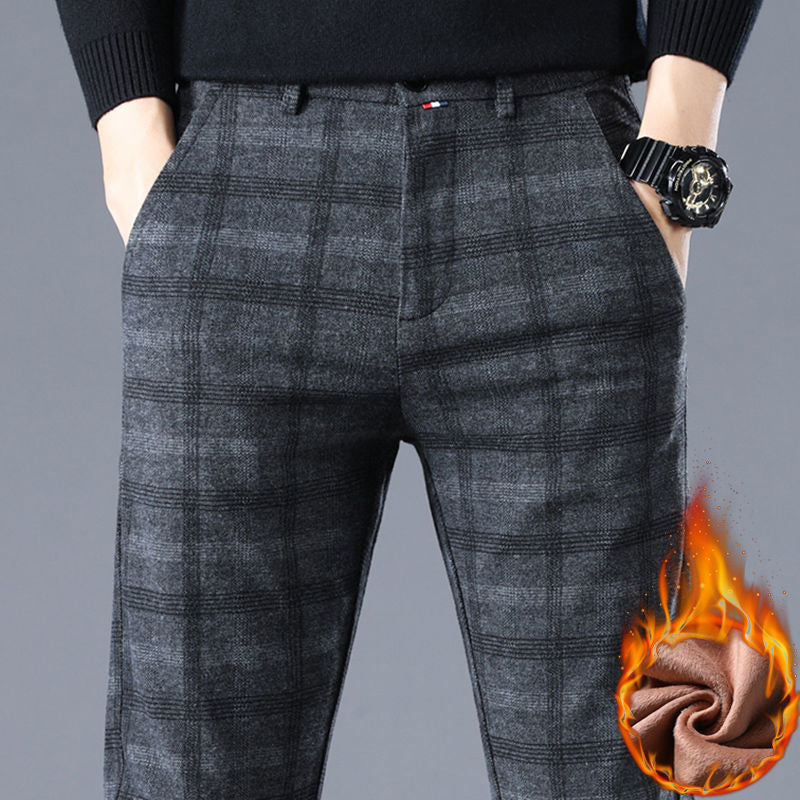 Men's Fleece Stretch Straight Casual Pants